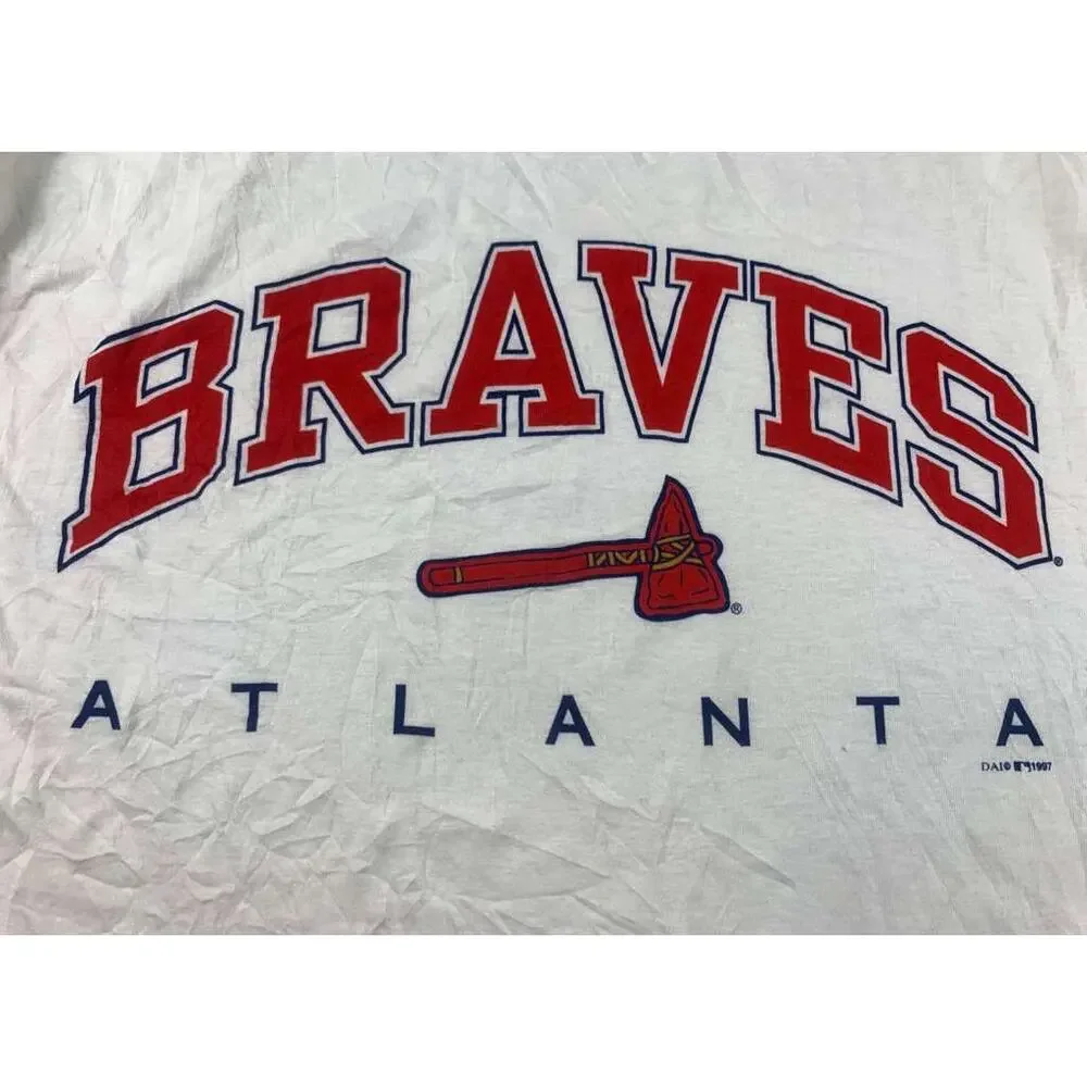 Vintage All Out Fan Apparel XL Atlanta Braves Baseball‎ T Shirt USA Made 1997